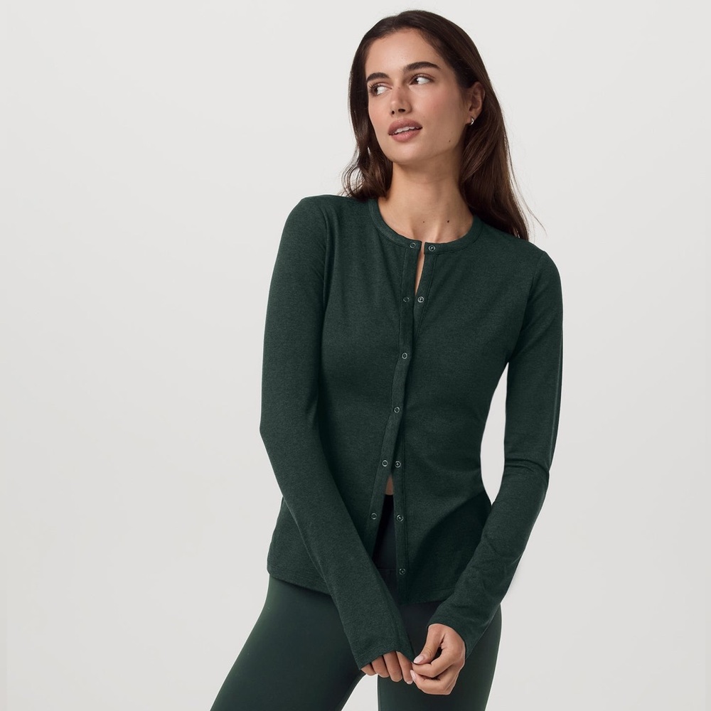 Vuori Long Sleeve Halo Snap Cardigan Evergreen Size M